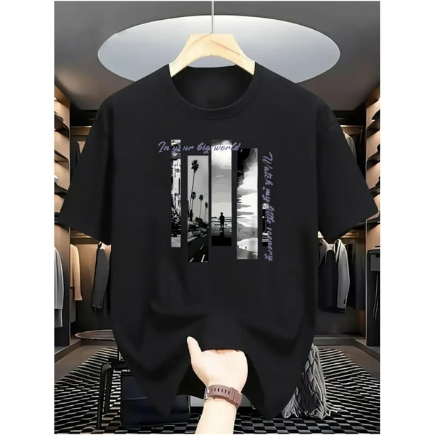 Camiseta de algodón para hombre, prenda básica informal a juego, top deportivo cómodo