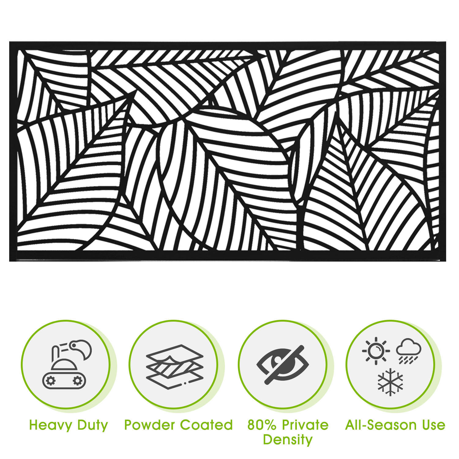 MAYEERTY 72×47" Outdoor Black Metal Privacy Panel Screen for Backyard & Garden, Leaf Pattern