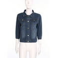 thumbnail image 3 of Oyolan Veste en Denim pour Femme, Décontractée, Boutonnée, Légère, Vestes en Jean avec Poches, Bleu Foncé, 3TG, 3 of 7