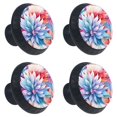 thumbnail image 2 of 4 Pcs Art Flowers Knobs for Kitchen Cabinet Cupboard Dresser Bookcase Drawer Pulls Handles Round Home Decor, 2 of 8