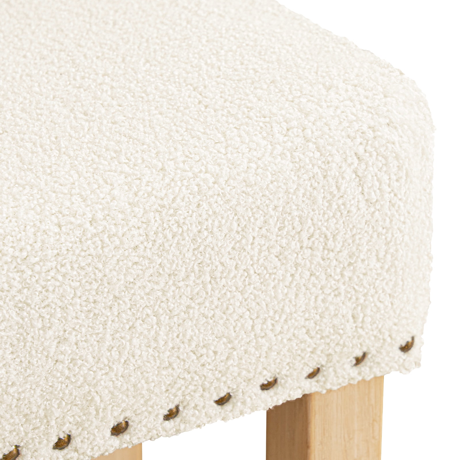 Furniliving 26" Modern Saddle Barstools, Sherpa Backless Kitchen Counter Bar Stool, Set of 2, Beige