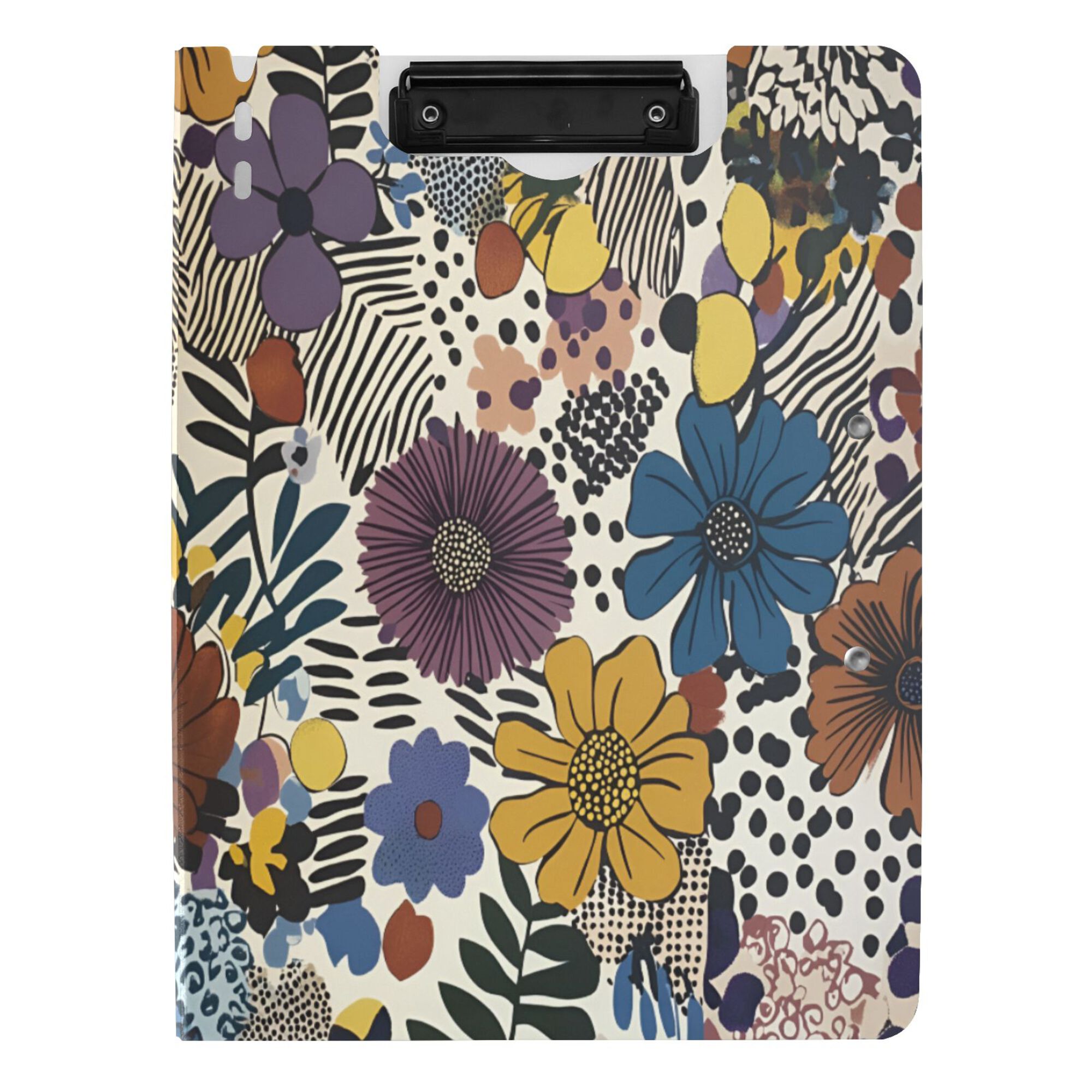 FORMRS A4 Clipboard Folder with Pen Holder Horizontal Foldable School Office Binder, Blue Flowers