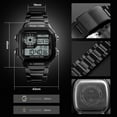 thumbnail image 5 of Bomieux Watches for Man Classic Square Stainless Steel Digital Watch with Dual Time, Stopwatch, Alarm & Calendar Gift for Men, 5 of 7