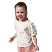 Modern Moments by Gerber Baby and Toddler Girl Organic Ruffle Puff Sleeve Top, Sizes 0/3 Months - 5T
