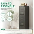 thumbnail image 4 of File Cabinet, 4 Drawers Vertical File Cabinets with Lock for Home Office,Heavy Duty Office Steel Filing Cabinet for Hanging Letters/Legal/A4, Assembly Required,Black, 4 of 7