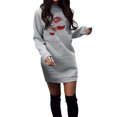 thumbnail image 2 of KANG Cozy Christmas Hoodie Dress | Women's Long Sleeve Casual Sweater Dress with Festive PrintGreyL, 2 of 4