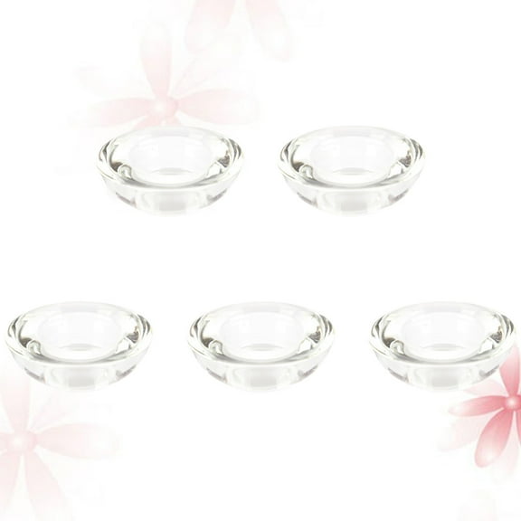 HEMOTON 5 Pcs Candle Holders Glass Crystal Candle Holder Round Candle Holder 7.4*7.4cm
