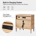 thumbnail image 2 of Tina's Home Transitional Solid Wood End Table with Charging Station & Spacious Storage Acorn, 2 of 7