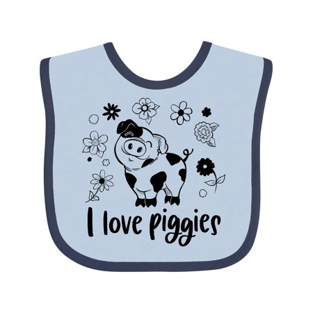 

Inktastic I Love Piggies Cute Pig and Flowers Gift Baby Boy or Baby Girl Bib