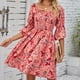 thumbnail image 1 of Vestido de una línea de mujer Vestido de verano sin espalda con cuello cuadrado para cóctel (Rosa S) FLhrweasw Para estrenar, 1 of 7