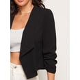 thumbnail image 2 of Remikst Women’s Casual Short Blazers 3/4 Sleeve Knit Cropped Office Business Open Front Blazer Jackets, 2 of 4