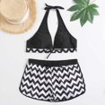 thumbnail image 3 of Women's Bathing Suits Zigzag Printing Swim Bottoms Halter Bikini Two Piece Swimsuits L, 3 of 8