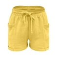 thumbnail image 5 of FAIWAD Shorts for Women Summer Elastic Drawstring Beach Linen Shorts Casual Loose Pull On Short Pants with Pockets, 5 of 7
