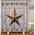 thumbnail image 3 of 4PCS/SET Farmhouse Shower Curtain, Brown Barn Star Western Texas Star Outhouse Birdhouse Pip Berry Vine Country Rustic Bathroom Decor, Non-slip Bath Rugs Toilet Mats, Primitive House, 3 of 7