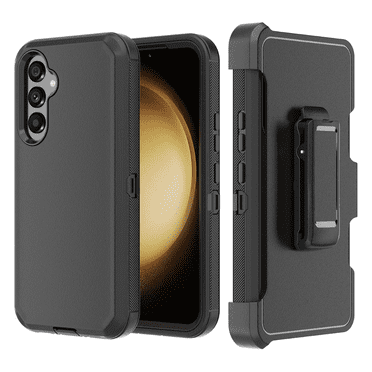For Samsung Galaxy A16 5G / SM-A166 Heavy Duty Shockproof Armor Protective Hybrid Case Cover With Clip Black/Black