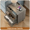 thumbnail image 6 of GIKPAL Night Stands for Bedroom, Modern Bedside Table with 3 Drawers & Charging Station,Fluted Panel End Tables for Bedroom & Living Room, Dark Grey Oak, 6 of 10