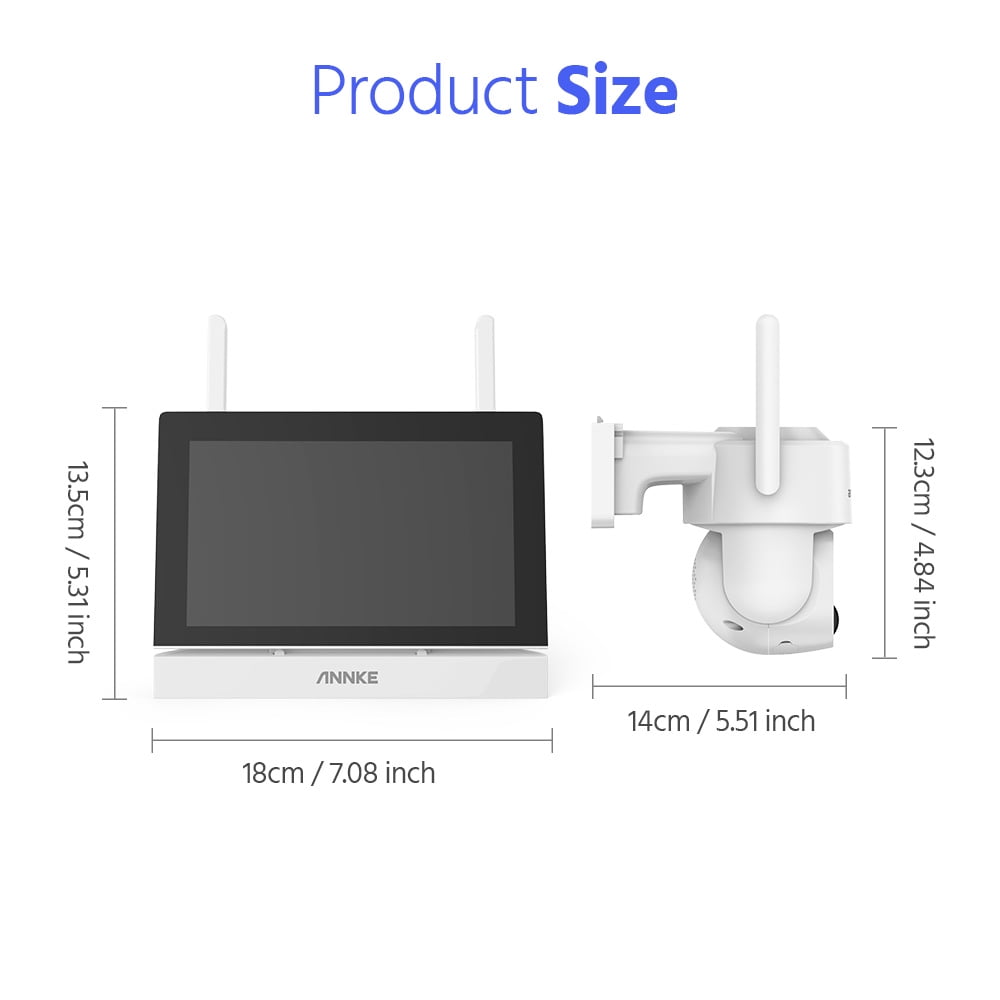 ANNKE PTZ 4MP Wire-Free Outdoor Camera System, 7-Inch Monitor, 2 Cameras, Pan-Tilt, Two-Way Audio, Night Vision