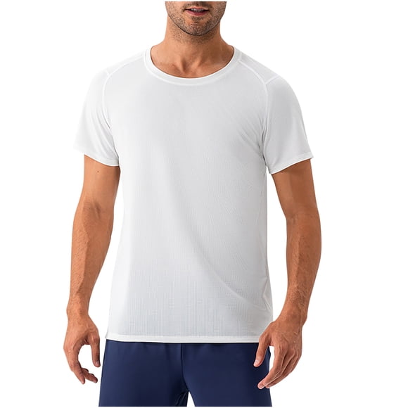 Mareep Men's Tops S-2XL Men's Casual Solid Color Short Sleeve Round-Neck Blouse Shirt