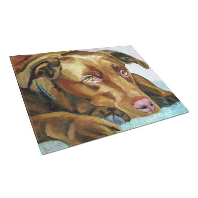 Carolines Treasures 7420LCB Chocolate Labrador Waiting Glass Cutting Board - Large