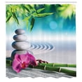 thumbnail image 3 of Ambesonne Peace Shower Curtain, Spa Sand Orchid Flower, 69"Wx84"L, Blue Fern Green Fuchsia, 3 of 5