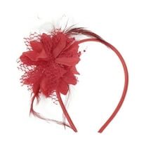 Unique Bargains 1 Pc Headband Feathers Hair Accessories for Women Red White
