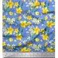 thumbnail image 1 of Soimoi Poly Georgette Fabric Ogee Damask,Plumeria & Daffodil Floral Fabric Prints By Yard 42 Inch Wide, 1 of 1