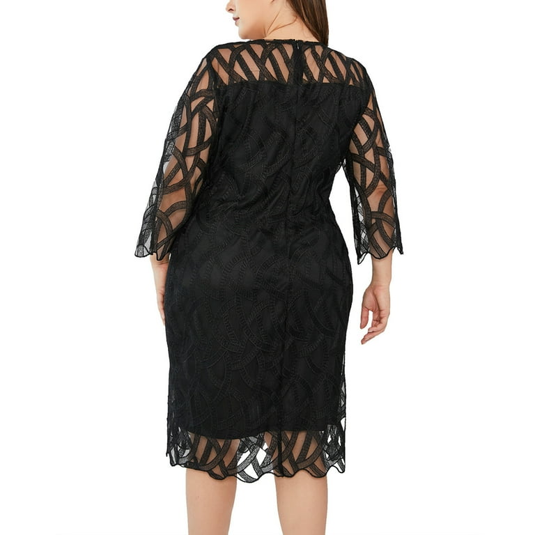 Bell sleeve Round neck Patchwork Plus size bodycon Dresses Bell sleeve Round neck Patchwork Plus size bodycon Dresses