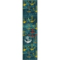 thumbnail image 2 of Unique Loom Outdoor Coastal Collection Area Rug - Anchorwave (2'  x 8' Runner Navy Blue/Teal), 2 of 9