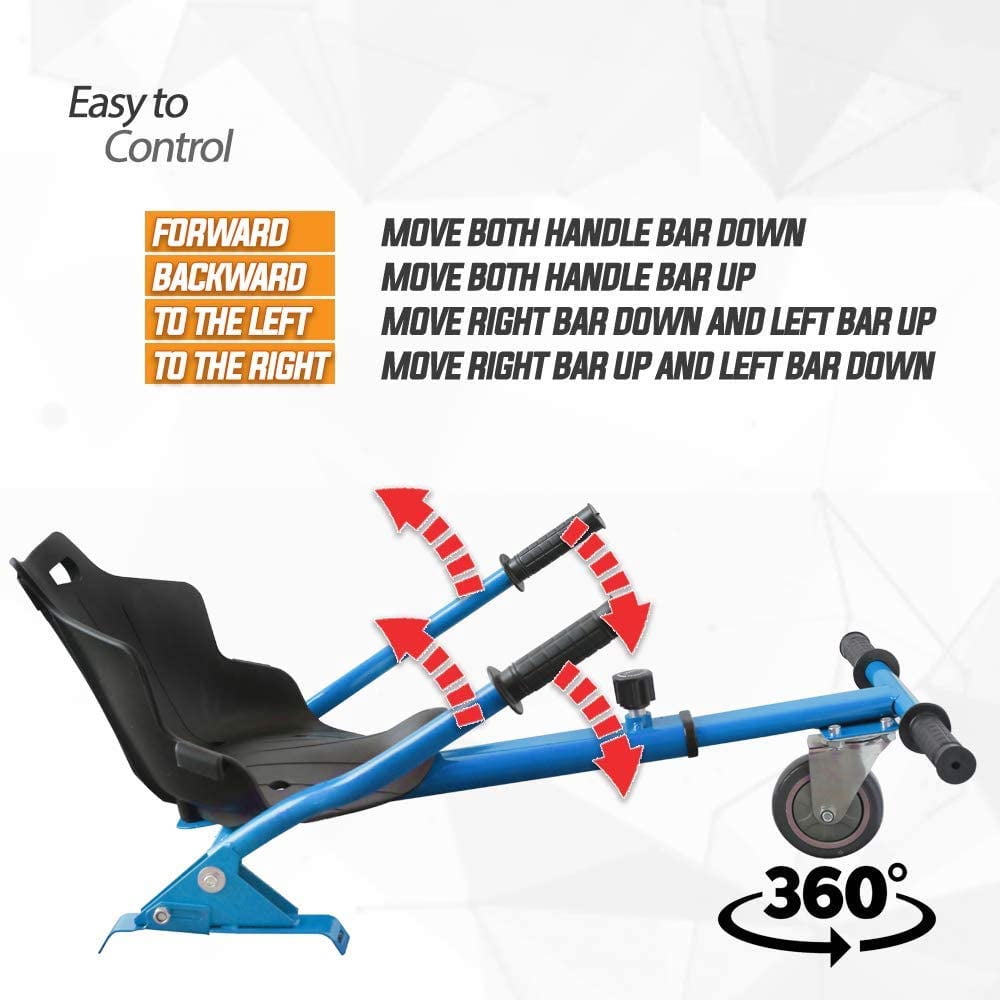 Hover Kart Go Kart Adjustable Seat Attachment for 6.5" Hover-Board Buggy - Blue