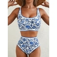 thumbnail image 3 of Ten Chapters Women's Bikini Sets Floral Print Whip Stitch 2 Piece Swimsuits High Waisted Scoop Bathing Suits, 3 of 6