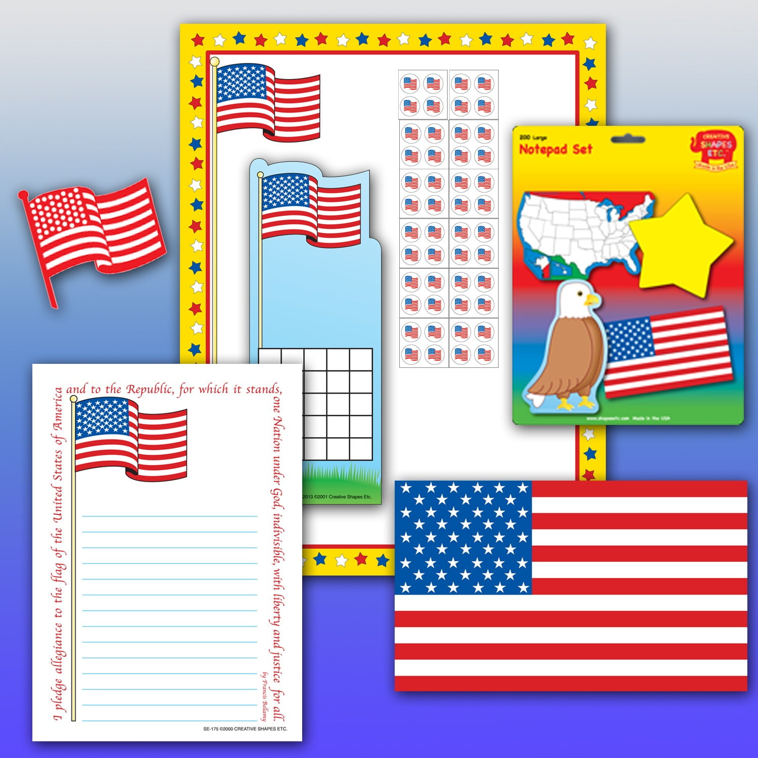 SHAPES ETC. Large Notepad Set - Patriotic