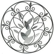 Metal Wall Decor, Leaf and Mirror Design