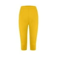 thumbnail image 6 of Domuza Capri Leggings for Women High Waisted Tummy Control Workout Yoga Pants Comfy Lounge Capris Stretchy Leggings Yellow XL, 6 of 6