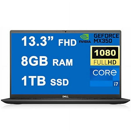 Dell Vostro 5000 5301 13 Lightweight Laptop 13.3" Full HD (300Nits) 11th Gen Intel Quad-Core i7-1165G7 8GB RAM 1TB SSD GeForce MX350 2GB Graphic Fingerprint Backlit Keyboard USB-C HDMI Win10 Dune