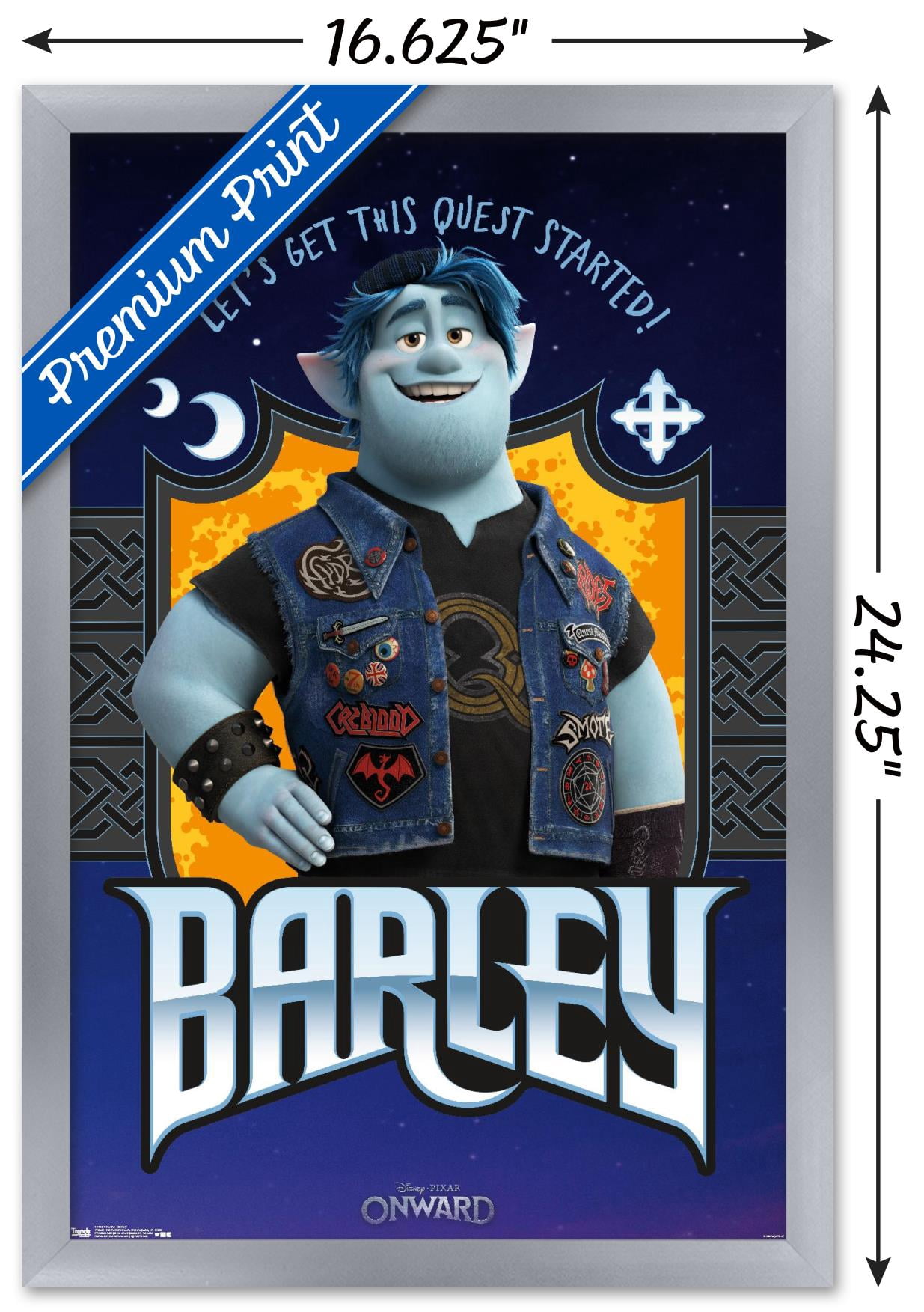 Disney Pixar Onward - Barley Wall Poster, 14.725" x 22.375" Framed