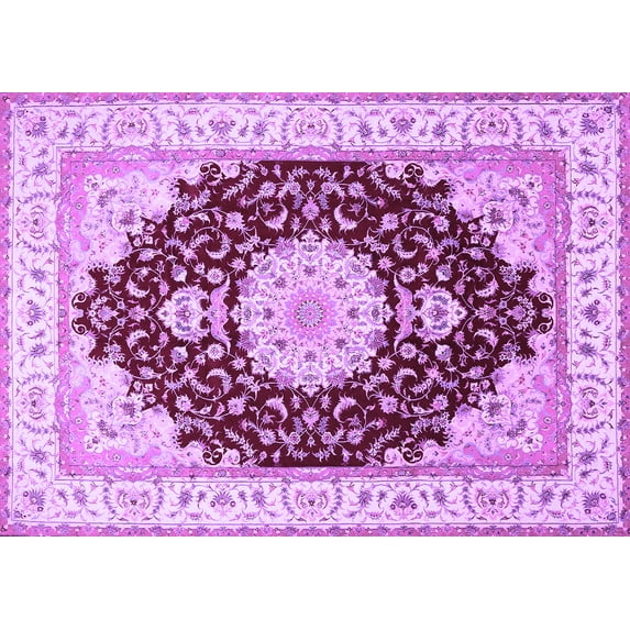 Ahgly Company Indoor Rectangle Medallion Purple Traditional Area Rugs, 8' x 10'