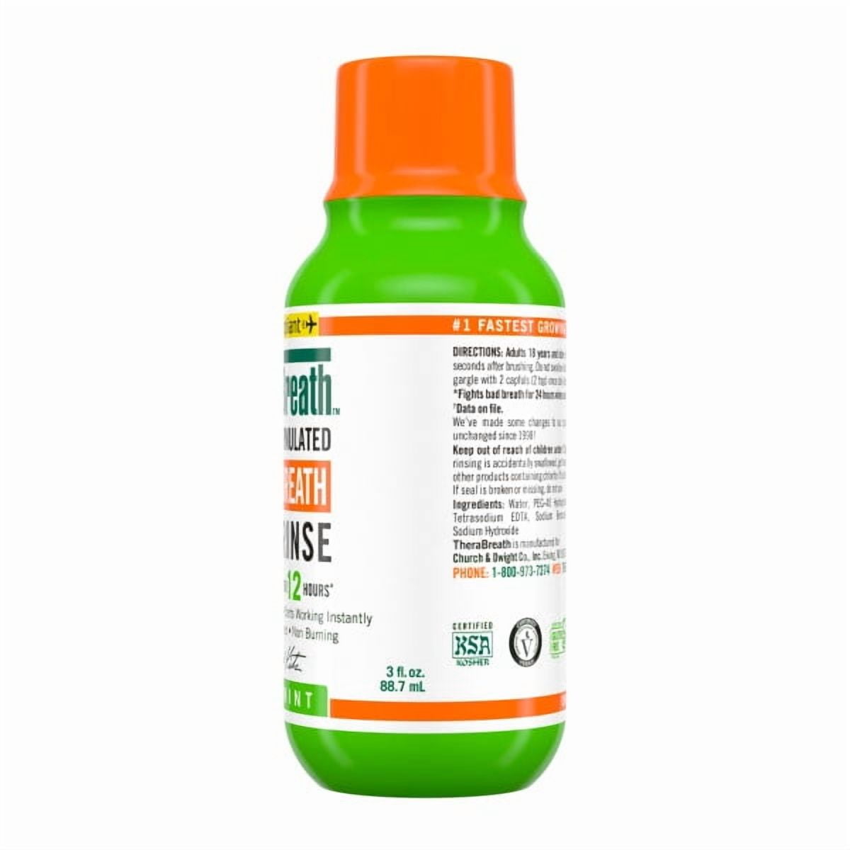 6 Pack - TheraBreath Fresh Breath Mouthwash, Mild Mint, Alcohol-Free, Travel Size, 3 fl oz