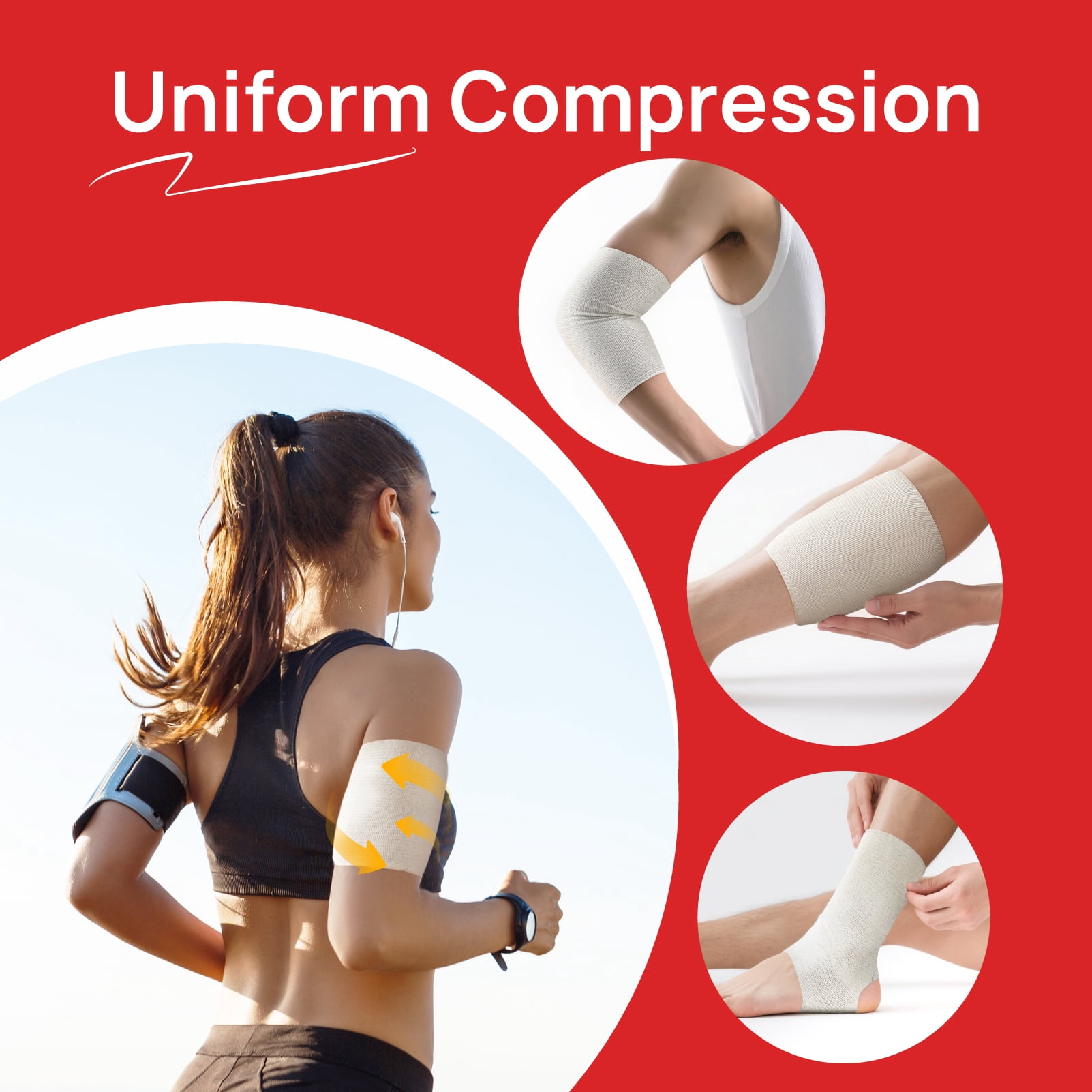 Carbou Elasticated Tubular Support Bandage 4" x 11 yd (Size F), Soft Stockinette Tubing for Legs, Arms, Knees, Thighs, Reusable Compression Support Bandage Roll for Joint Tissue