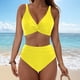 thumbnail image 1 of Traje de baño de bikini liso sin mangas para mujer, traje de baño push-up acolchado, conjuntos de blusa de traje de baño de poliéster para mujer, 1 of 6
