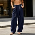 thumbnail image 6 of RongHuan Wide Leg Pants Womens Loose Fit Drawstring Joggers High Elastic Waisted Workout Pant Casual Trousers Daily Wear, 6 of 9