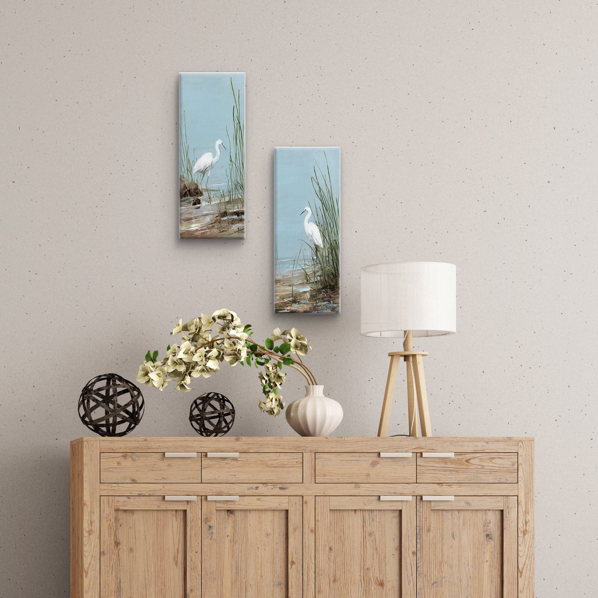 Masterpiece Art Gallery White Shorebird I & II by Sally Swatland Canvas Art Set of 2 (16" x 20")
