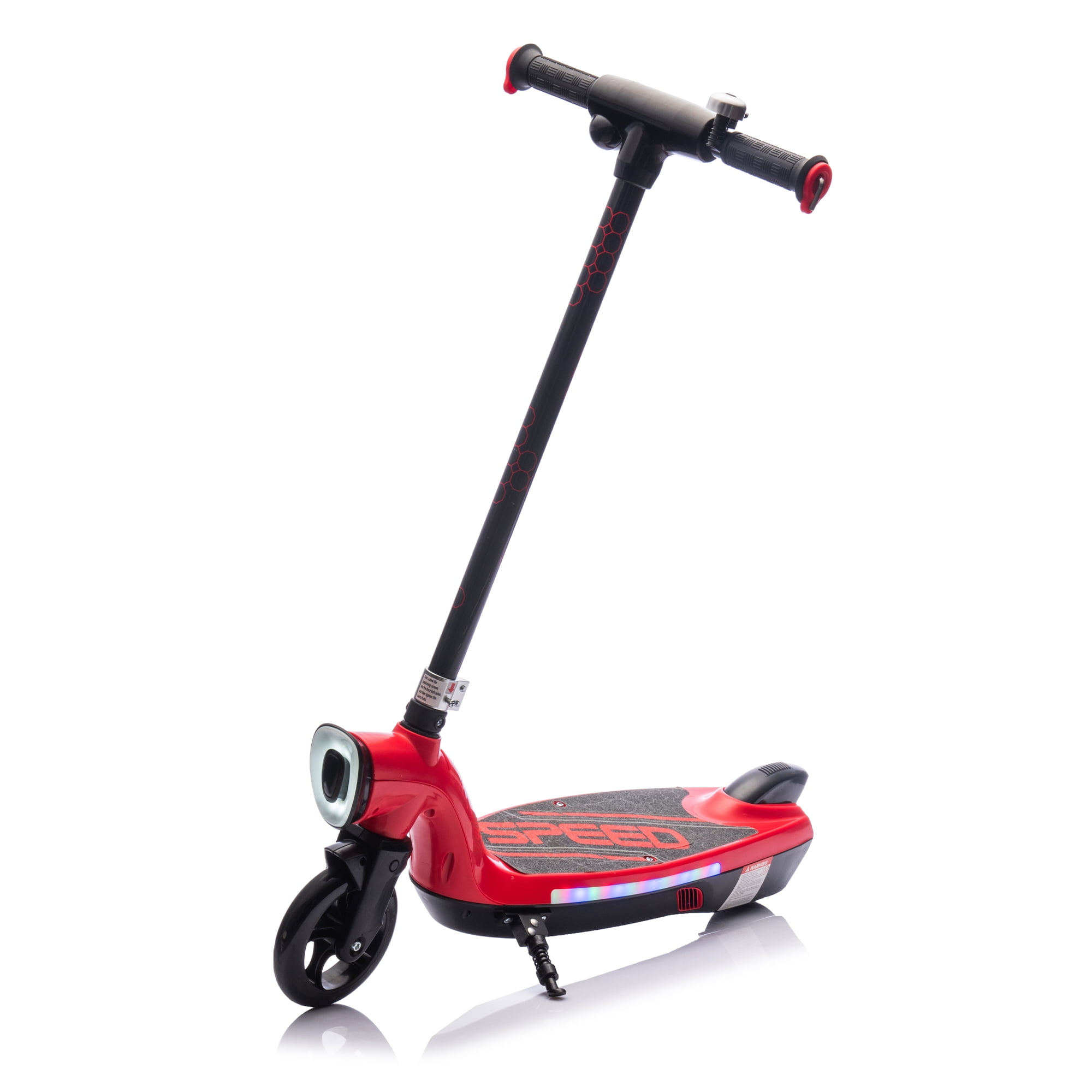 Kids Ride On Electric Scooter With Kickstand,Scooter Bell,Faster Speed And Longer Usage Time,Rear Brake,Wider Pedal,Non-Slip Handle,Colorful LED Lights,5.59-6.84 MPH For Kids 6+.