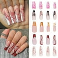 thumbnail image 2 of 24pcs Coffin False Nails Full Cover French Ballerina Fake Nails Press On Nails, 2 of 3