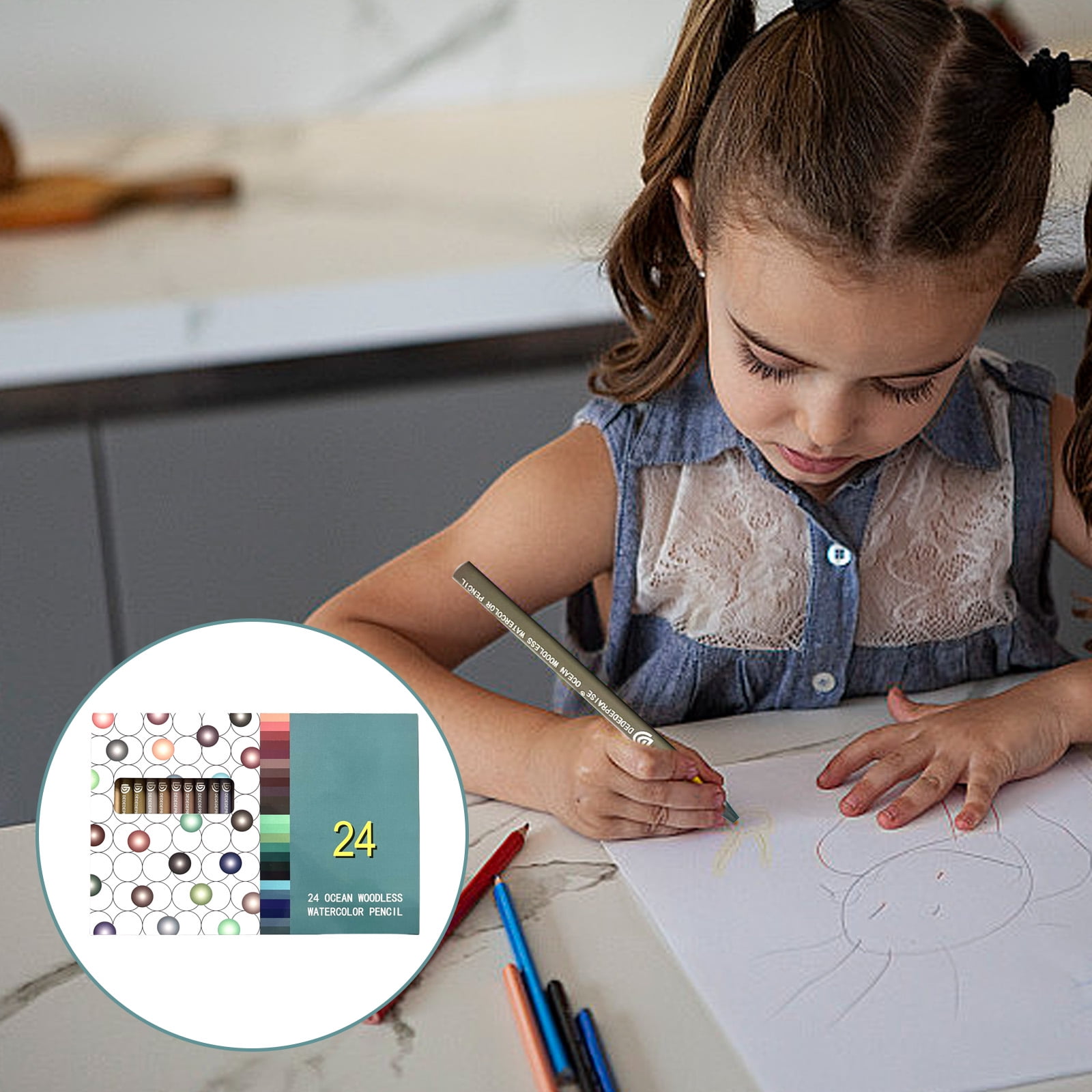 24Pieces Watercolor Pencil for Artist Children Art Painting Woodless Coloring Pencil Water Soluble Colored Pencils