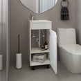 thumbnail image 2 of LiviNest 15.7" Bathroom Vanity with Sink - Freestanding Narrow Cabinet for Small Spaces & Home Studios - White Modern Vanity with Storage & Two Shelves for Apartments & Powder Rooms, 2 of 6