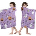 thumbnail image 4 of Purple Halloween Pattern Hooded Bath Towel，50"x30" for Ages 3 To 12 Kids, Quick Dry Lightweight Soft Microfiber Hood Beach Towel Cover Up for Kids, 4 of 7