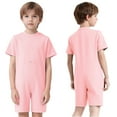 thumbnail image 6 of vastwit Girls Boys Adaptive Romper with Tube Access Special Needs Anti-strip Zip Back Short Leg Jumpsuit Pink 14, 6 of 6