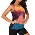 thumbnail image 2 of Rocae Neon Sunset Cyberpunk Cityscape for Women's Workout Tank Top Sleeveless Tops Athletic Tank Tops for Women-Small, 2 of 7