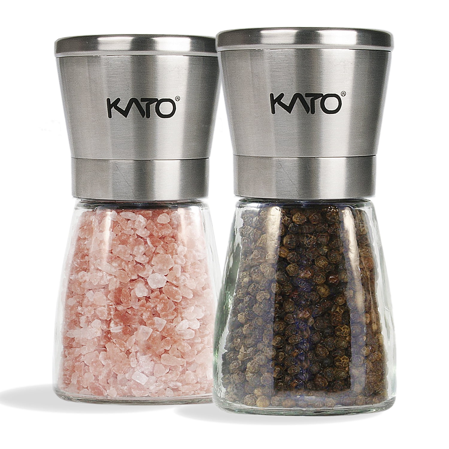 Salt and Pepper Grinders Shakers Spice Mill Glass Stainless Steel Modern NEW 