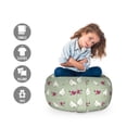 thumbnail image 2 of Dove Storage Toy Bag Chair, Watercolor Art of Roses and Birds, Stuffed Animal Organizer Washable Bag, Small Size, Sage Green Dark Magenta, by Ambesonne, 2 of 3